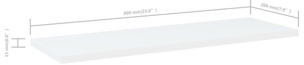 4 db fehér szerelt fa könyvespolc 60 x 20 x 1,5 cm