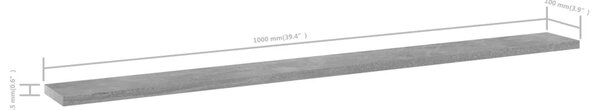 4 db betonszürke szerelt fa könyvespolc 100 x 10 x 1,5 cm