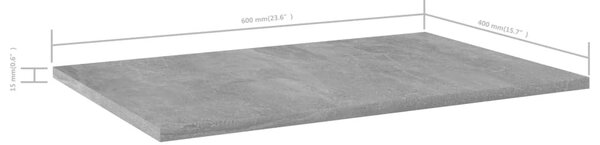 4 db betonszürke szerelt fa könyvespolc 60 x 40 x 1,5 cm