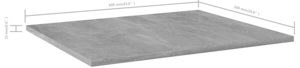 8 db betonszürke forgácslap könyvespolc 60 x 50 x 1,5 cm
