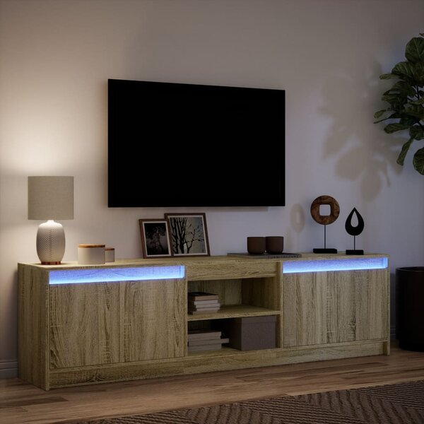 Sonoma tölgy színű szerelt fa LED-es TV-szekrény 180x34x50 cm