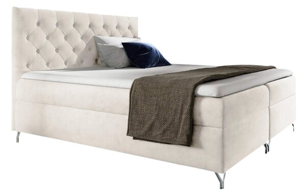 KONDELA Boxspring ágy, 120x200, fehér Velvet szövet, GULIETTE + ajándék