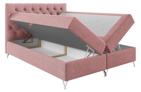 KONDELA Boxspring ágy, 120x200, rózsaszín Velvet szövet, GULIETTE + ajándék