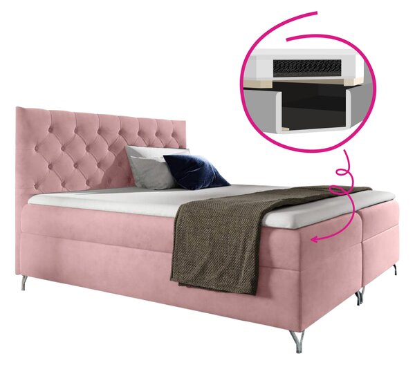 KONDELA Boxspring ágy, 120x200, rózsaszín Velvet szövet, GULIETTE + ajándék
