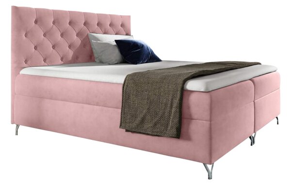 KONDELA Boxspring ágy, 120x200, rózsaszín Velvet szövet, GULIETTE + ajándék