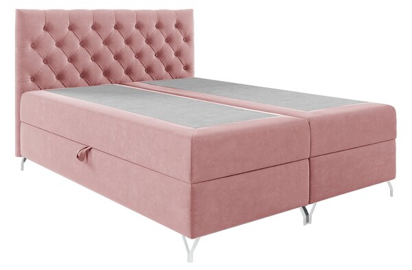 KONDELA Boxspring ágy, 120x200, rózsaszín Velvet szövet, GULIETTE + ajándék