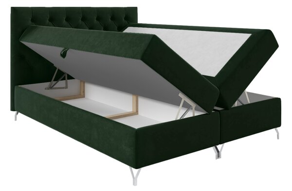 KONDELA Boxspring ágy, 160x200, zöld Velvet szövet, GULIETTE + ajándék