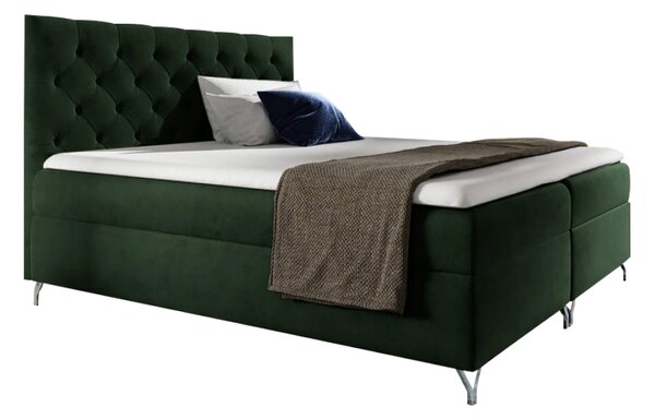 KONDELA Boxspring ágy, 160x200, zöld Velvet szövet, GULIETTE + ajándék