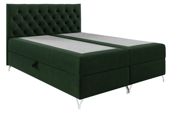 KONDELA Boxspring ágy, 160x200, zöld Velvet szövet, GULIETTE + ajándék