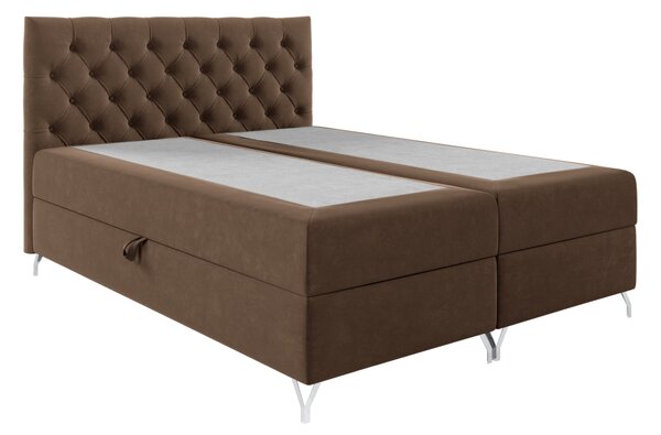KONDELA Boxspring ágy, 140x200, barna Velvet szövet, GULIETTE + ajándék