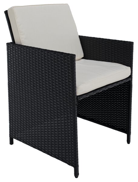 KONDELA Kerti rattan szett, akácfa, fekete/krémszínű/természetes, MELFORD
