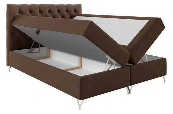 KONDELA Boxspring ágy, 140x200, barna Velvet szövet, GULIETTE + ajándék