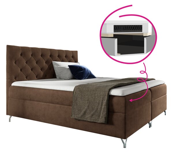 KONDELA Boxspring ágy, 140x200, barna Velvet szövet, GULIETTE + ajándék