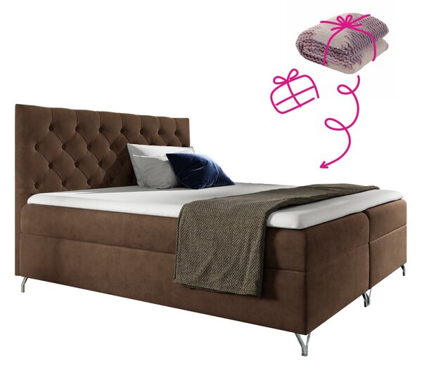 KONDELA Boxspring ágy, 120x200, barna Velvet szövet, GULIETTE + ajándék