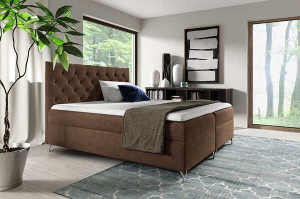 KONDELA Boxspring ágy, 140x200, barna Velvet szövet, GULIETTE + ajándék