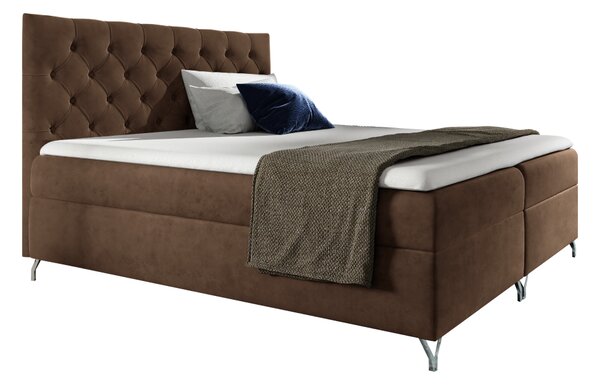KONDELA Boxspring ágy, 140x200, barna Velvet szövet, GULIETTE + ajándék