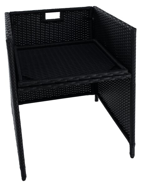 KONDELA Kerti rattan szett, akácfa, fekete/krémszínű/természetes, MELFORD