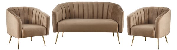 KONDELA Design fotel, barna Velvet szövet/gold króm-arany, BAGY