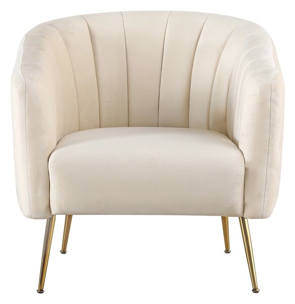 KONDELA Design fotel, bézs Velvet szövet/gold króm-arany, BAGY
