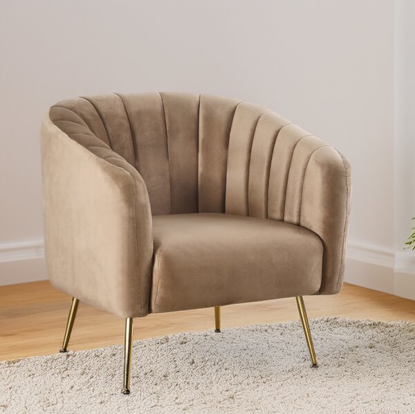 KONDELA Design fotel, barna Velvet szövet/gold króm-arany, BAGY