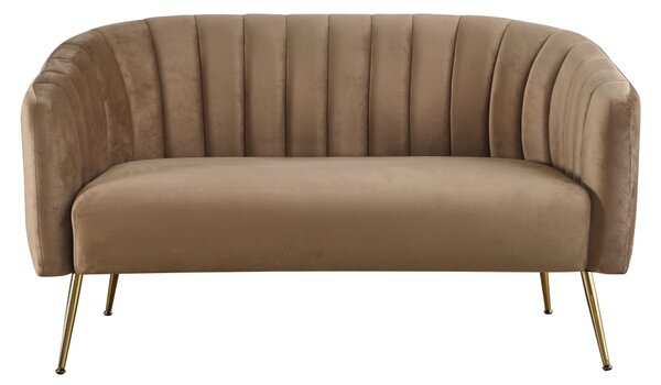 KONDELA Design kétszemélyes kanapé, barna Velvet szövet/gold króm-arany, BAGY