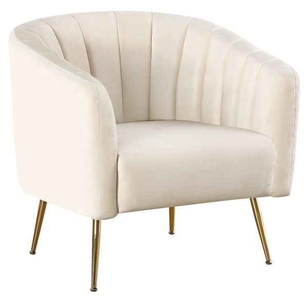 KONDELA Design fotel, bézs Velvet szövet/gold króm-arany, BAGY