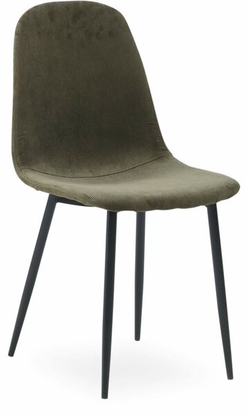 Timon design szék, zöld kordbársony, fekete fém láb