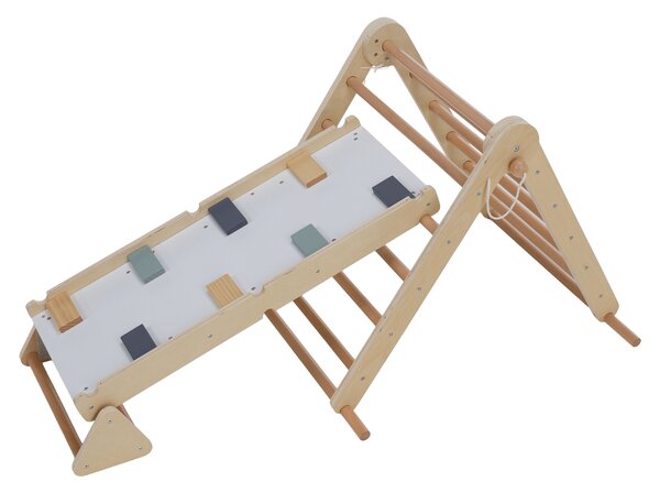 KONDELA Montessori Pikler-háromszög 3 az 1-ben, természetes/színes, OPRIN