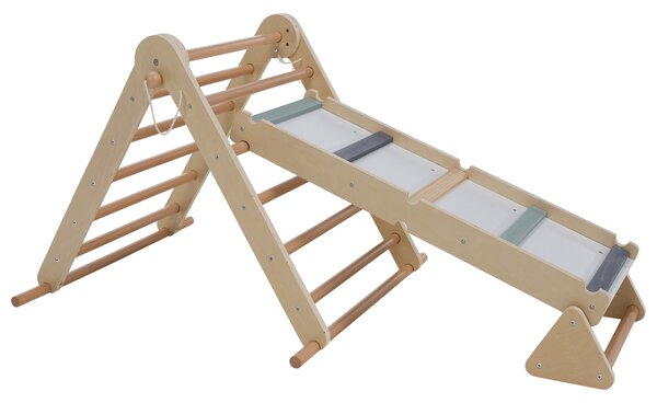 KONDELA Montessori Pikler-háromszög 3 az 1-ben, természetes/színes, OPRIN