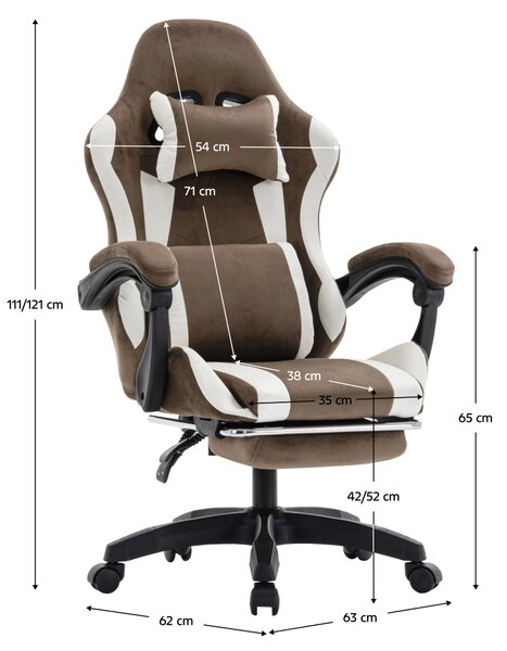 KONDELA Irodai/gamer szék, barna/fehér, HOSPO