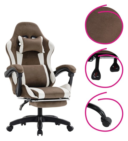 KONDELA Irodai/gamer szék, barna/fehér, HOSPO