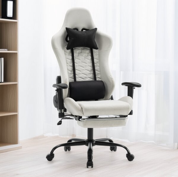KONDELA Irodai/gamer szék, fehér/fekete, teherbírás 150 kg, PAPIBAS