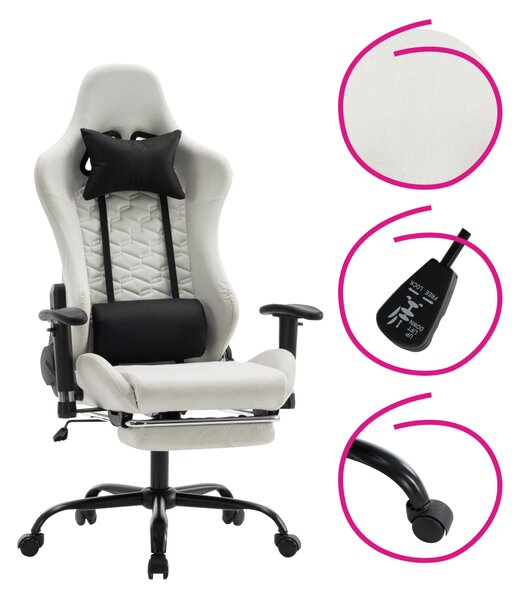 KONDELA Irodai/gamer szék, fehér/fekete, teherbírás 150 kg, PAPIBAS