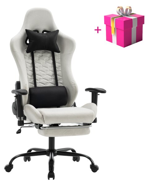 KONDELA Irodai/gamer szék, fehér/fekete, teherbírás 150 kg, PAPIBAS