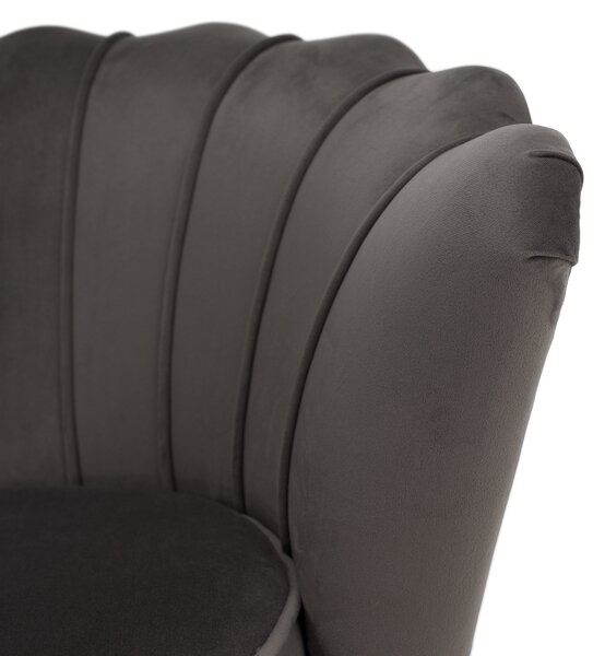 KONDELA Art-deco stílusú fotel, szürkésbarna Velvet szövet/gold arany króm, NOBLEO