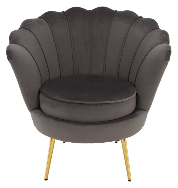 KONDELA Art-deco stílusú fotel, szürkésbarna Velvet szövet/gold arany króm, NOBLEO