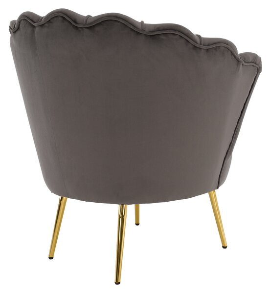 KONDELA Art-deco stílusú fotel, szürkésbarna Velvet szövet/gold arany króm, NOBLEO