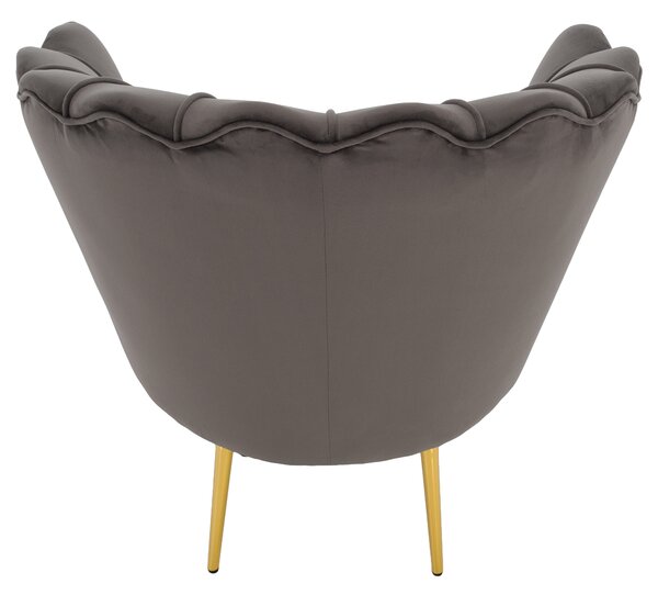 KONDELA Art-deco stílusú fotel, szürkésbarna Velvet szövet/gold arany króm, NOBLEO
