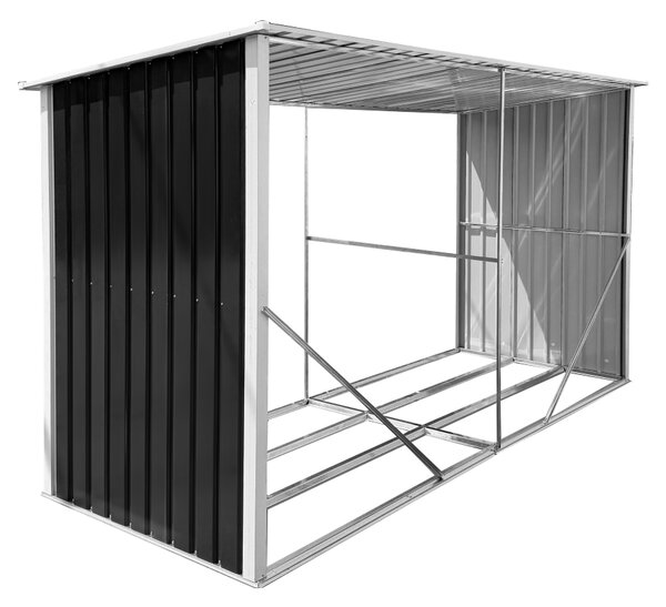 KONDELA Tűzifa tároló, antracit/fehér, 377,5x121x194 cm, DARYL TYP 4