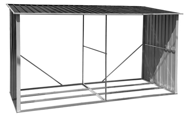 KONDELA Tűzifa tároló, antracit/fehér, 377,5x121x194 cm, DARYL TYP 4