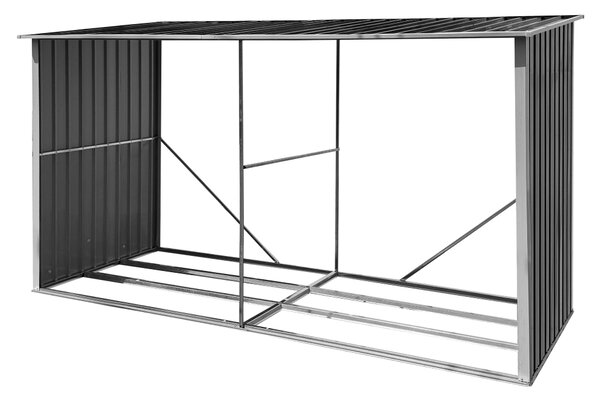 KONDELA Tűzifa tároló, antracit/fehér, 377,5x121x194 cm, DARYL TYP 4