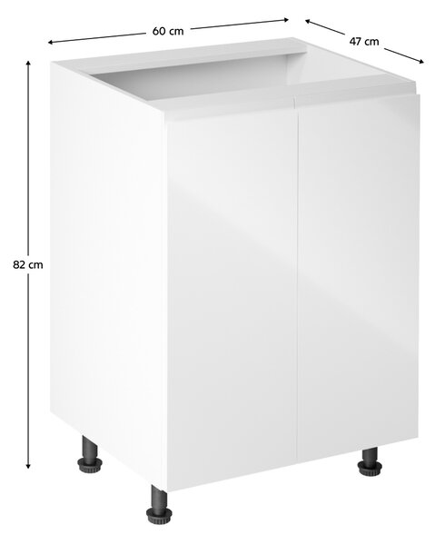 KONDELA Alsószekrény, fehér/fehér extra magasfényű, AURORA D602F