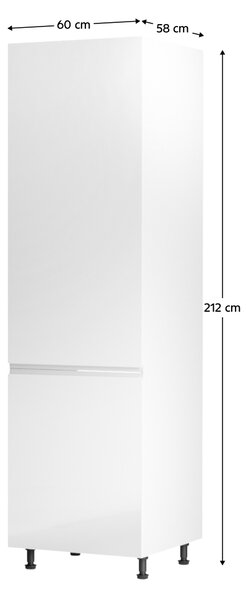 KONDELA Élelmiszer szekrény, fehér/fehér extra magasfényű, balos, AURORA D60R
