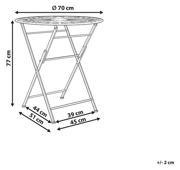 Bisztró asztal SCAFA 70 cm 70 cm Fém Fehér