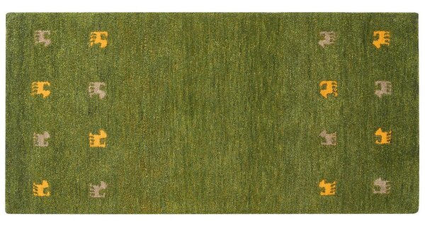 Zöld gyapjúszőnyeg 80 x 150 cm YULAFI