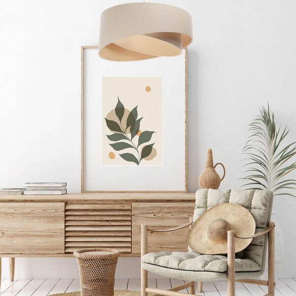 Maco Design Boho függőlámpa, krém/bézs, Ø 50 cm, magasság 23 lenvászon, dimmelhető, Krém / borostyánsárga, Nappali / Étkező, Textil / szövet / selyem