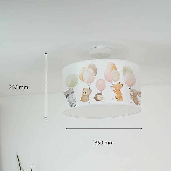 Duolla Freddy függőlámpa, Ø 35 cm, színes, állatok, szövet, E27, dimmelhető, Többszínű, Gyermekszoba, Textil / szövet / selyem
