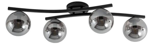 EMIBIG LIGHTING Opus mennyezeti lámpa, 84 cm hosszú, füstszürke/fekete, 4 lámpás., dimmelhető, Fekete, Nappali / Étkező, fém, Modern