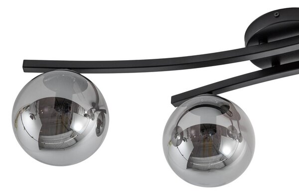 EMIBIG LIGHTING Opus mennyezeti lámpa, 84 cm hosszú, füstszürke/fekete, 4 lámpás., dimmelhető, Fekete, Nappali / Étkező, fém, Modern