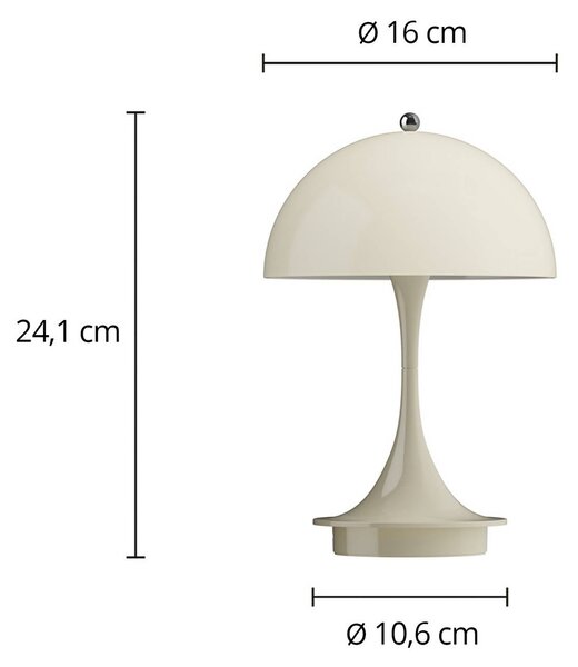 Louis Poulsen Panthella PORTABLE 160 V3, opál bézs, dimmelhető, Krém / borostyánsárga, Nappali / Étkező, Műanyag, Dizájn